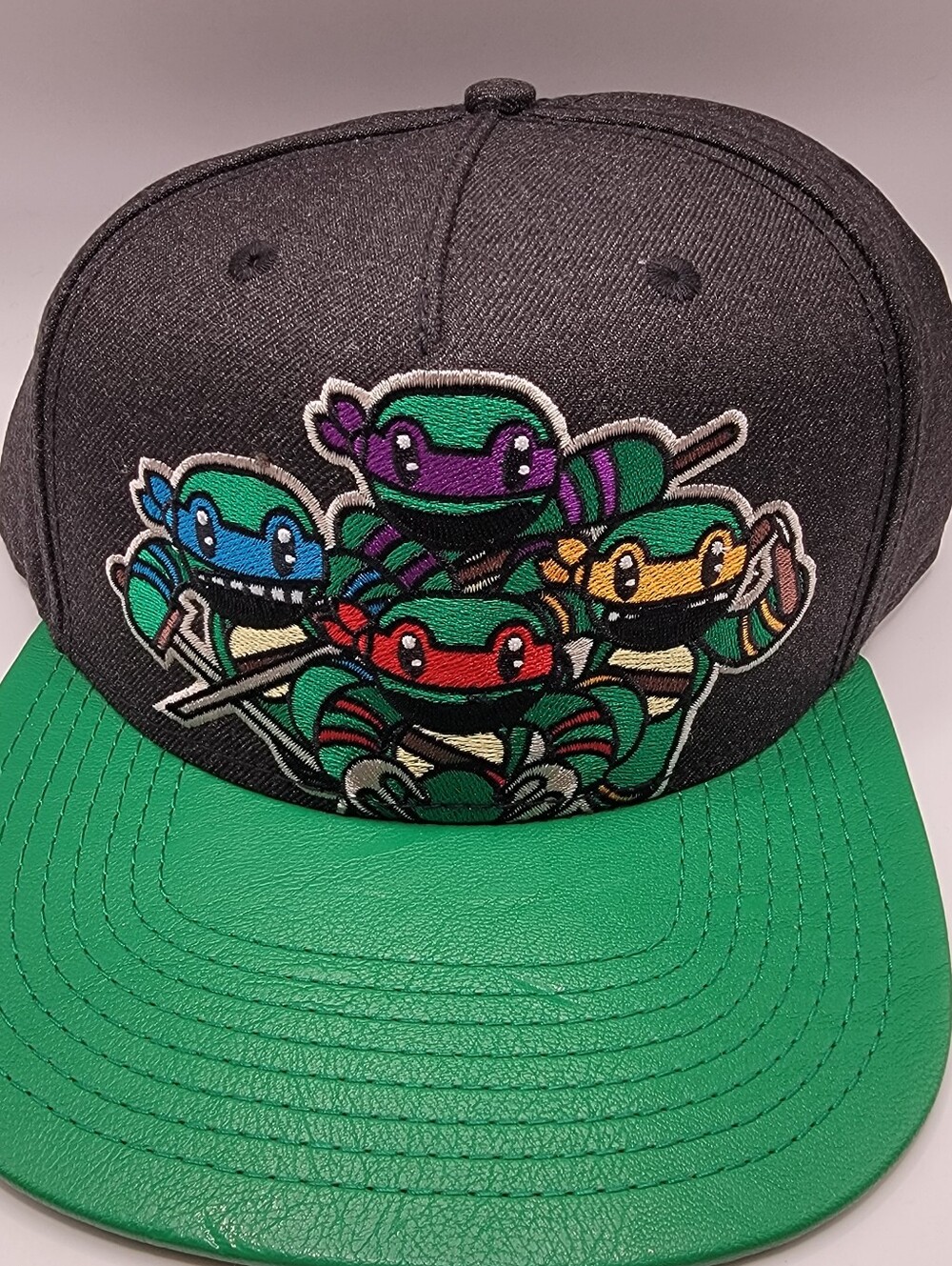 Green Brim Snapback Hat with Colorful Ninja Turtle Heroes